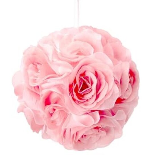 6in Silk Pomander Rose Kissing Ball with Satin Ribbon for Hanging - Picture 1 of 1